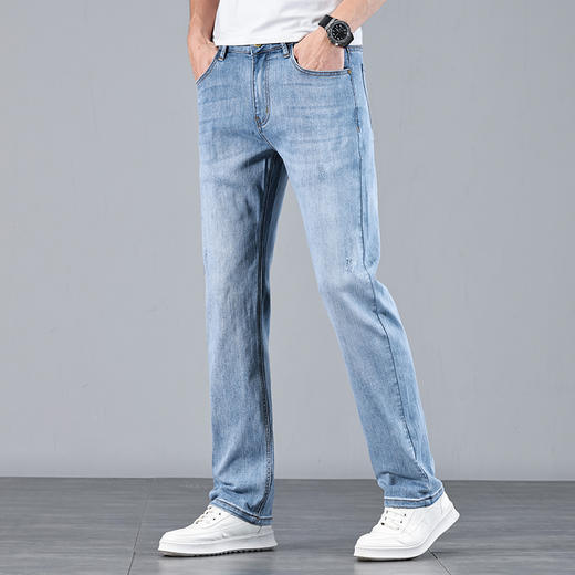 赤兔嗨购男装合身直筒弹力不束缚牛仔裤2024年秋冬新款四季通用水洗长裤宽腿 商品图5
