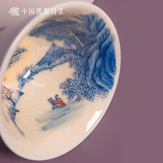 问鼎钧瓷鹅黄青花斗笠杯（忆昔抚今） 商品图3