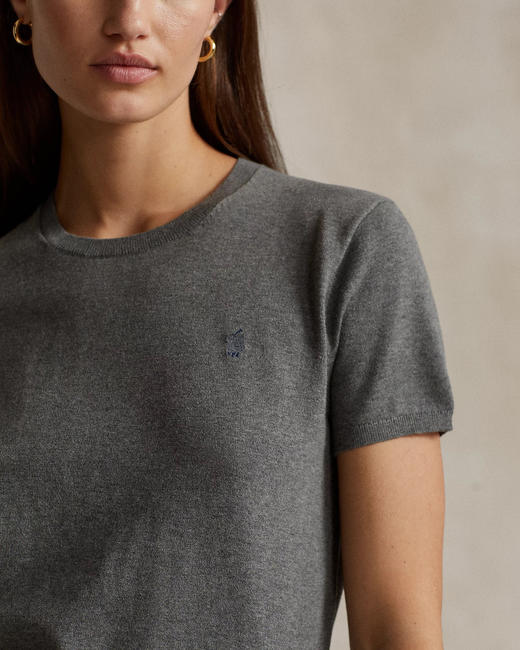 小马标  2024秋季新款 女士 经典纯色 棉混纺圆领短袖针织衫毛衣 9色 PT-1170 商品图9