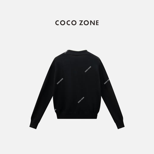 COCO ZONE 法式假两件撞色V领针织衫单排扣上衣24C60020 商品图1