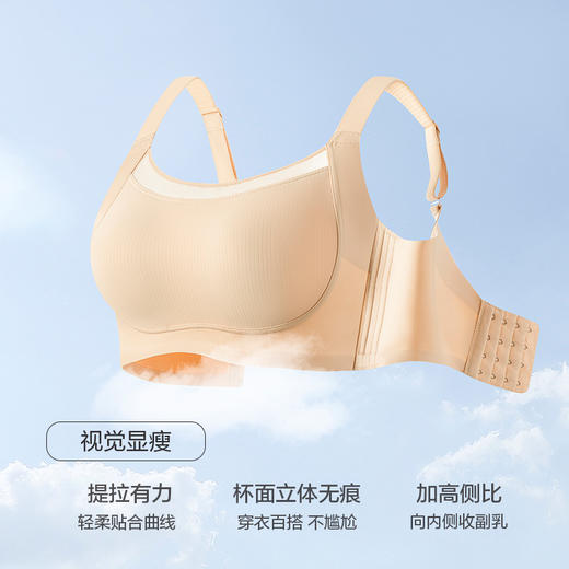 抹胸式全罩杯光面文胸 大胸显小 无钢圈薄杯 网纱透气不闷胸 有效承托强收副乳 高弹隐形无痕 BC通杯 DE通杯 商品图3