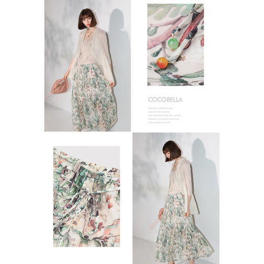 【秒杀】COCOBELLA法式浪漫提花雪纺半身裙女海边度假风大摆长裙HS111 商品图2
