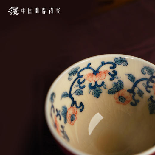 问鼎钧瓷鹅黄青花木兰杯（满枝红） 商品图4