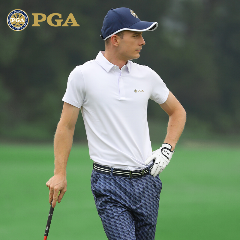 美国PGA 2024夏季高尔夫服装男装短袖T恤高尔夫polo衫 弹力面料