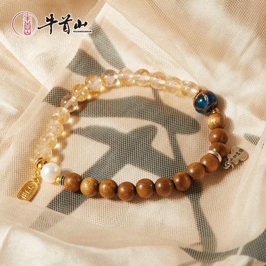 牛首山文创福祉无穷-土 金丝楠水晶手串手链黄水晶饰品男女礼物 商品图1