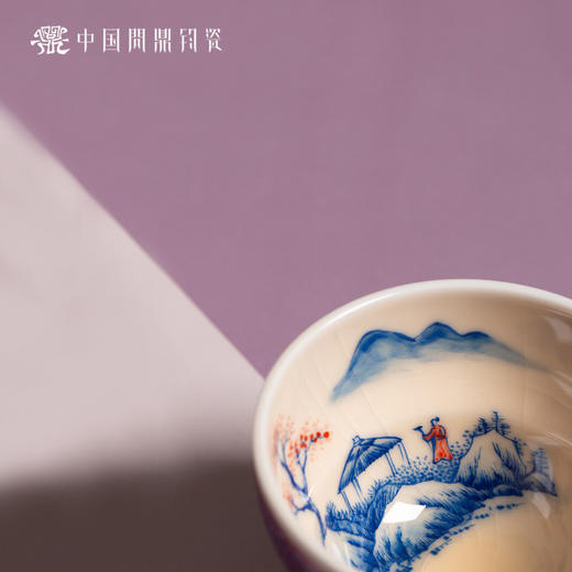问鼎钧瓷鹅黄青花木兰杯（山水） 商品图4