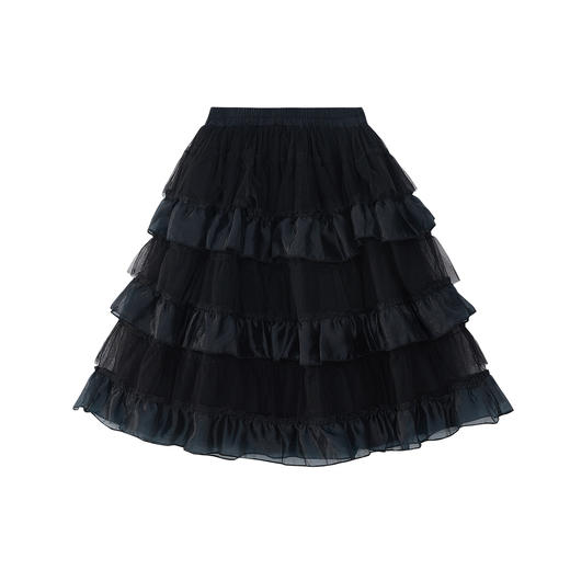 笛莎Deesha 女童2024秋季新款黑色网纱拼接蛋糕半裙 商品图4