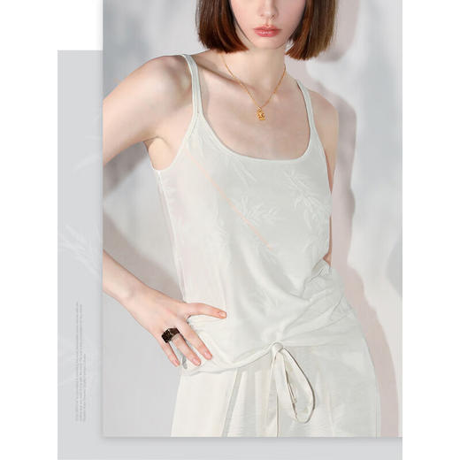 COCOBELLA新国风竹叶提花针织双肩带吊带多色外穿背心VT0013 商品图3