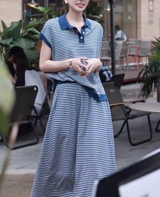 条纹T恤套裙。 可以拆分 商品图9