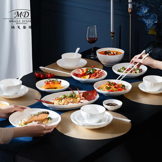 【玛戈隆特】海棠本色骨瓷家用餐具套装组合中式家用碗盘碟礼盒装 商品图2
