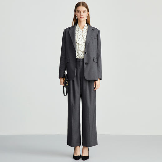 EITIE爱特爱廓形中性高级感灰色直筒显瘦西装外套女秋季新款C2403406 商品图1