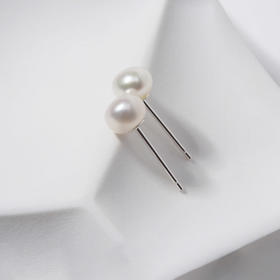 【宏艺珠宝】925纯银天然珍珠耳钉基础经典百搭馒头珠小巧个性养耳洞·银s925耳饰