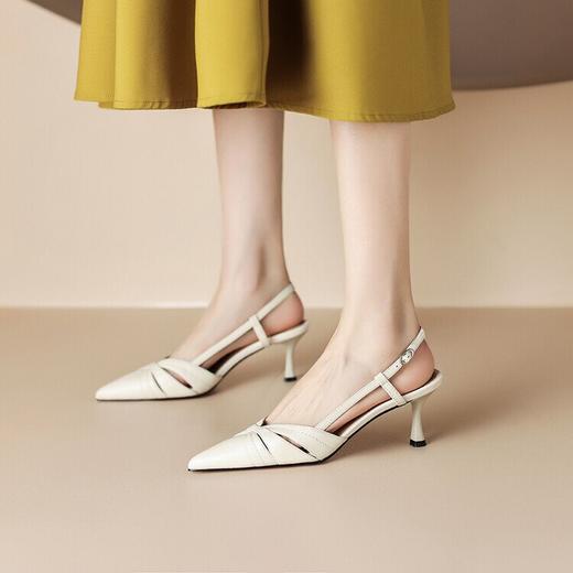 【预售5天】羊皮包头后空凉鞋女韩版尖头高跟鞋时尚通勤工作鞋ZF&ZF3590 商品图2