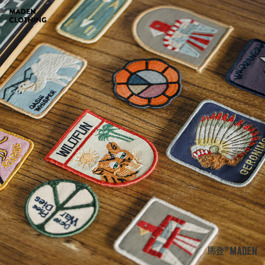马登复古刺绣洗水做旧章仔设计感趣味DIY布贴百搭徽章魔术贴夏女 商品图0