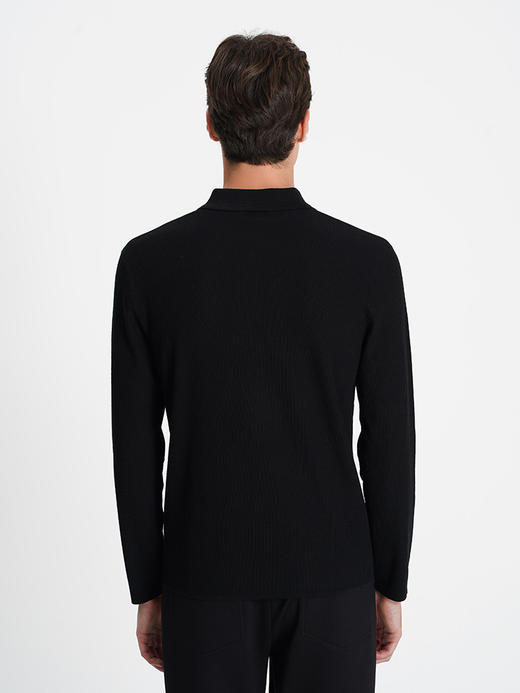 callisto黑色绵羊毛混纺T领毛衣 商品图4