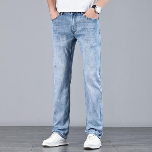 赤兔嗨购男装合身直筒弹力不束缚牛仔裤2024年秋冬新款四季通用水洗长裤宽腿 商品图3