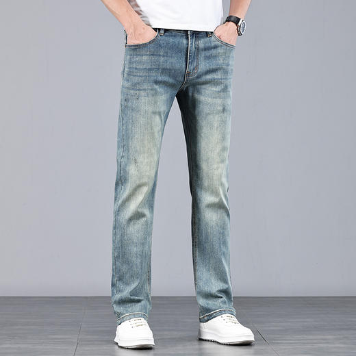 赤兔嗨购男装合身直筒弹力不束缚牛仔裤2024年秋冬新款四季通用水洗长裤宽腿 商品图4