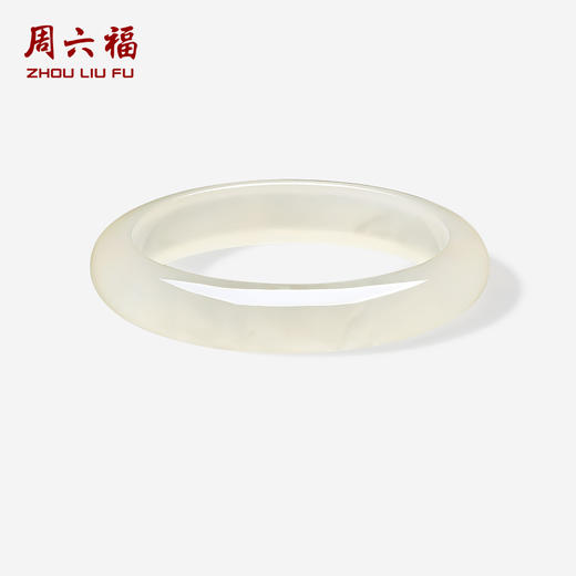 周六福白月光香槟白玉髓手镯宽条白透新中式国风送女友礼物 商品图2