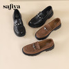 Safiya/索菲娅2024复古圆头英伦风粗跟金属扣百搭软底乐福鞋 SF43112065 商品缩略图3