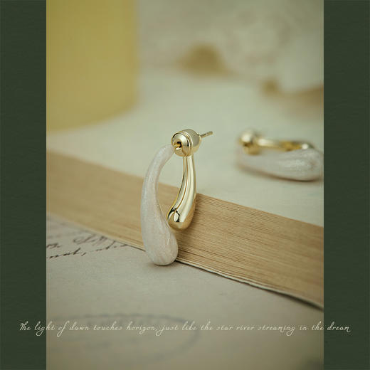 Oflye潮流饰品  撞色水滴法式耳环女新款小众独特耳钉气质耳饰女 商品图1