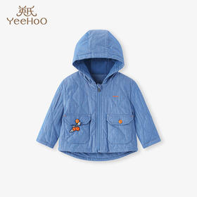 英氏童装男童薄夹棉外套休闲连帽拉链上衣2023春新品YRWQJ1P138A
