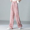 福利款~雀说 亚麻粉色晕染休闲裤女松紧腰夏季薄款宽松窄版阔腿长裤子4ZF-2865 商品缩略图0