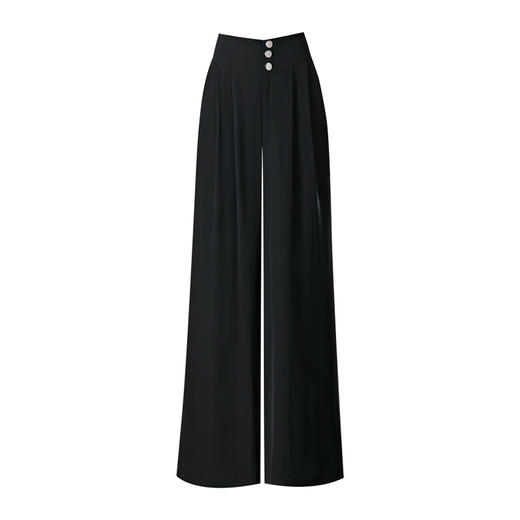 雀说 冰丝高腰阔腿裤夏季女薄款垂坠感女小个子休闲裤百搭长裤子4ZF-2590 商品图4