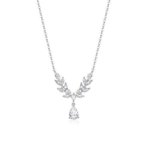 卡蒂罗/KADER 在逃公主系列 叶影流苏项链 925银森系冰晶树叶小清新设计可调节锁骨链 满镶锆石闪耀吊坠 恋爱告白 商品图0