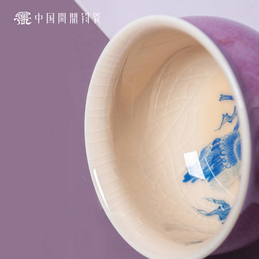 问鼎钧瓷鹅黄青花晖盈杯（芦苇鹭鸶） 商品图1