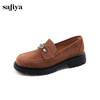 Safiya/索菲娅2024复古圆头英伦风粗跟金属扣百搭软底乐福鞋 SF43112065 商品缩略图5
