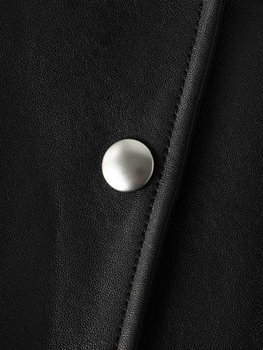 COCO ZONE 复古撞色立领皮衣外套气质单排扣上衣CC2C1288 商品图6