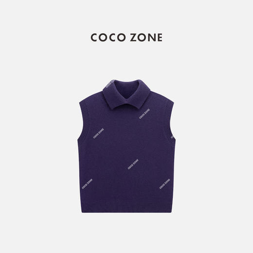 COCO ZONE 100绵羊毛小香风翻领无袖针织衫CC1C1629 商品图0