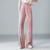 福利款~雀说 亚麻粉色晕染休闲裤女松紧腰夏季薄款宽松窄版阔腿长裤子4ZF-2865 商品缩略图7