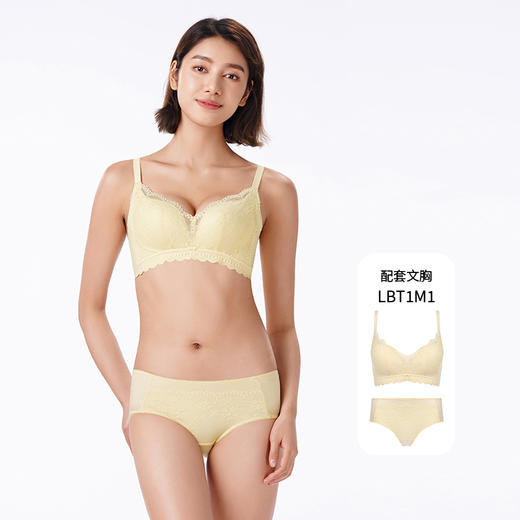 都市丽人内裤薄透丝滑平角裤蕾丝+泳布女士内裤LPT1M1 商品图5
