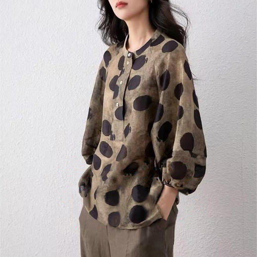 裁缝学苑AQ324新中式桑蚕丝复古圆领半开领七分袖衬衫纸样女装上衣版型 商品图4