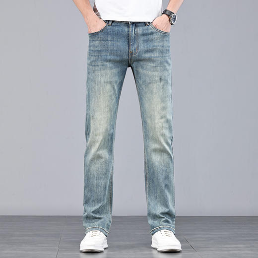 赤兔嗨购男装合身直筒弹力不束缚牛仔裤2024年秋冬新款四季通用水洗长裤宽腿 商品图0