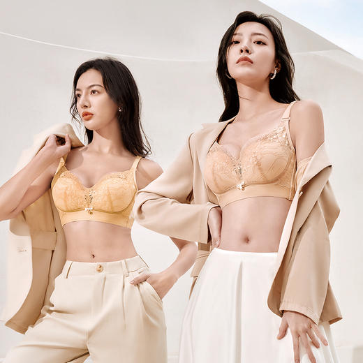 都市丽人内衣聚拢升杯常规文胸蕾丝B:中厚C:薄文胸3/4杯四排扣无钢圈YBT5D5 商品图1