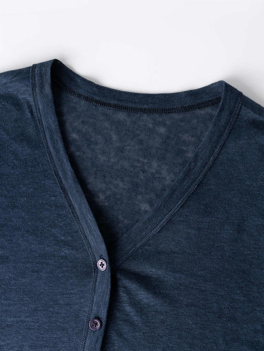 COCO ZONE 100亚麻薄款V领针织开衫长袖上衣CC1B1537 商品图5