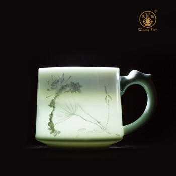 昌南陶瓷 茶杯家用茶具带盖过滤泡茶老板杯 出水芙蓉 商品图0