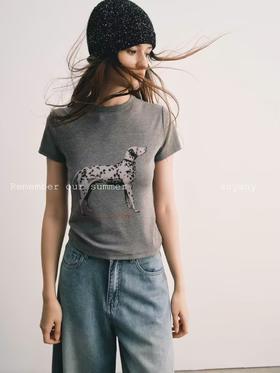 shyshystill/shy202404027/“斑点狗”棉质亲肤弹力印花短袖T恤