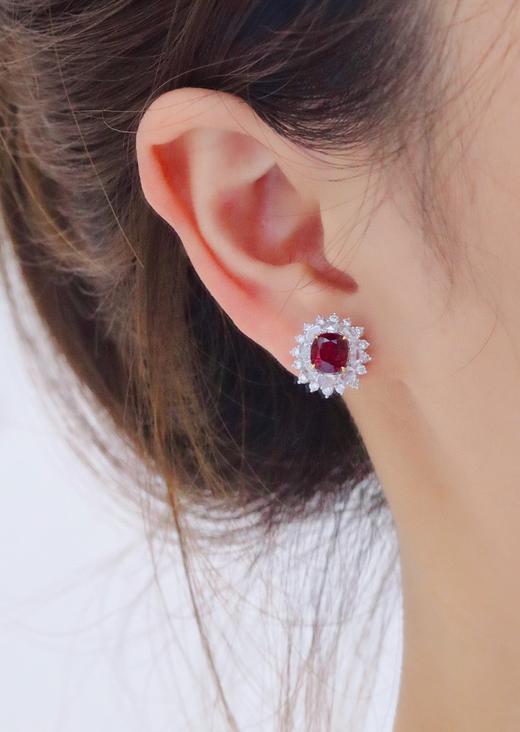 2.53ct 红宝石耳钉 商品图4