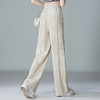 福利款~雀说 亚麻粉色晕染休闲裤女松紧腰夏季薄款宽松窄版阔腿长裤子4ZF-2865 商品缩略图2