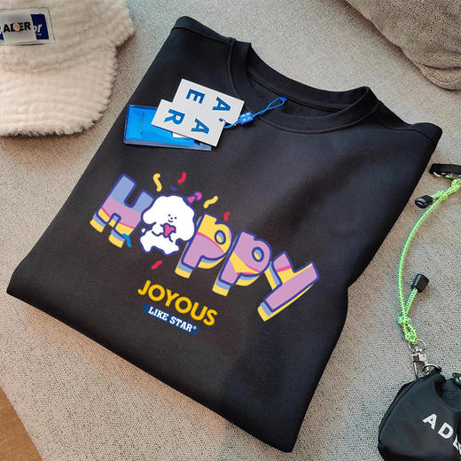 「230g重磅纯棉」HAPPY兔子-短袖t恤女2024年新款宽松韩版潮牌美式上衣 商品图1