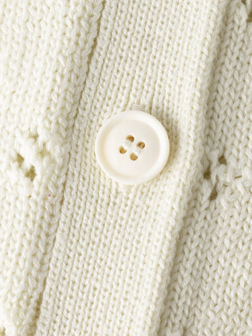 COCO ZONE 复古镂空翻领短袖针织开衫单排扣上衣CC2B1202 商品图6