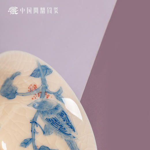 问鼎钧瓷鹅黄青花斗笠杯（喜鹊踏枝）（缺货） 商品图2