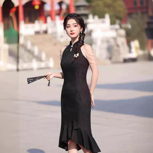 蕾丝旗袍年轻款鱼尾礼服裙小个子YG2416 商品图2