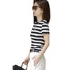 雀说 【天丝】莱赛尔高端夏季针织T恤女条纹圆领正肩显瘦短袖上衣4ZF-XP019 商品缩略图4