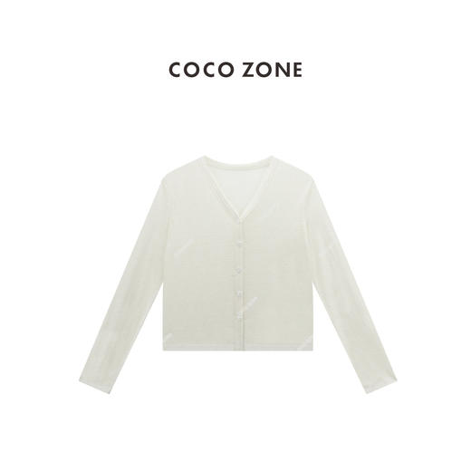 COCO ZONE 100亚麻薄款V领针织开衫长袖上衣CC1B1537 商品图2
