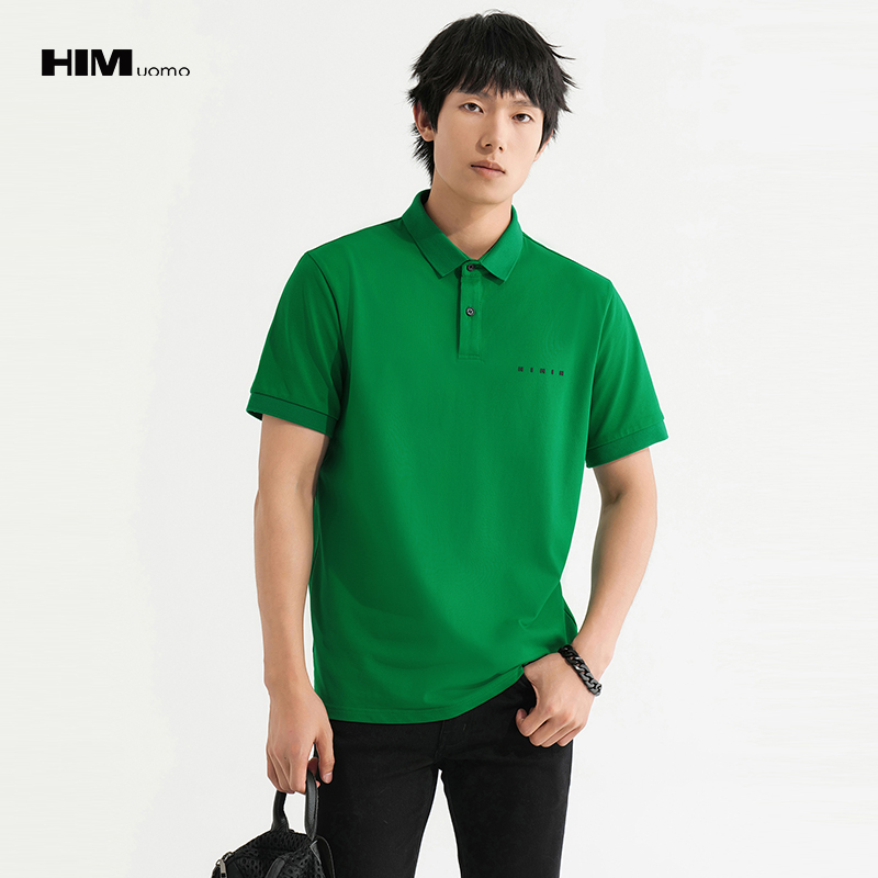 HIM漢崇  百搭休闲短袖POLO简约撞色字母烧花反领上衣 2026夏季