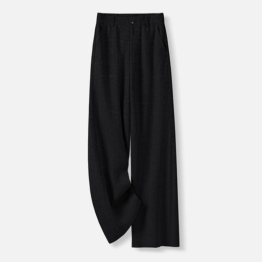 福利款~雀说 天丝麻提花休闲裤女高腰百搭显瘦窄版直筒阔腿长裤子 4ZF-2888 商品图6